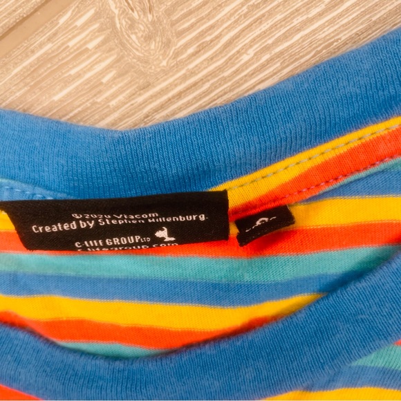 Nickelodeon Patrick Star Short Sleeve Shirt Blue Stripes Embroidered Sz sm - Picture 4 of 6